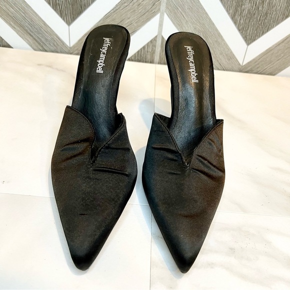 Jeffrey Campbell 90’s mule pointed toe heel satin black size 9.5 - Picture 6 of 12